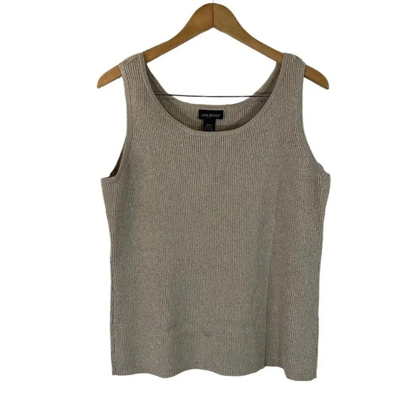 Lane Bryant Metallic Knit Tank Top Plus 18/20 Beige Gold Stretch Layering Ribbed - Picture 1 of 4